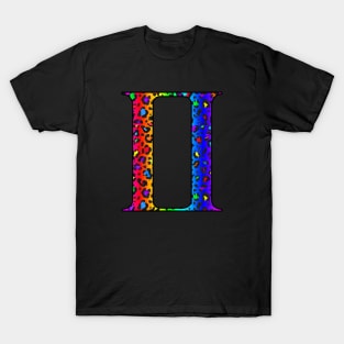 Gemini Zodiac Horoscope Symbol in Dark Rainbow Leopard Print T-Shirt